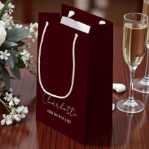 Brautjungfer Minimalist Schrift | Tiefes Burgund