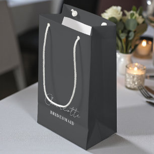 Brautjungfer   Minimalistische Schrift Davy Grey Kleine Geschenktüte