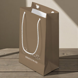 Brautjungfer   Minimalistischer Schriftzug Natürli Kleine Geschenktüte