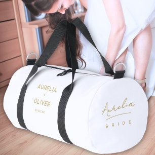 Brautjungfer Modern Minimalistische Gold Schrift B Duffle Bag