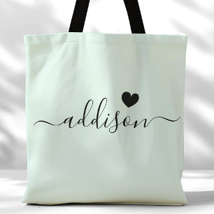 Brautjungfer Moderne Schrift Herz Blassmint Tasche