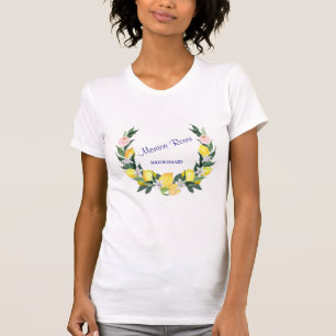 Brautjungfer Moderne Zitronen Blaue Babyparty Name T-Shirt