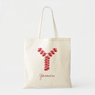 Brautjungfer-Monogramm Florales Buchstabe Y Hochze Tragetasche