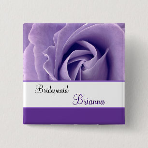 BRAUTJUNGFER Name-Lavendel-lila Rose Button