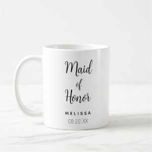 Brautjungfer Name und Hochzeitsdatum  Kaffeetasse