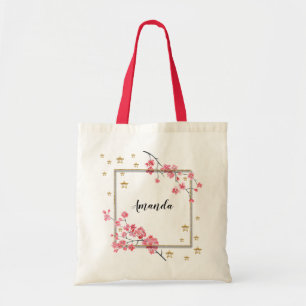 Brautjungfer Pink Sakura personalisiert Tragetasche