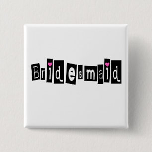 Brautjungfer (Quadrat-Schwarzes) Button