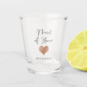 Brautjungfer Trendige Schrift und Herz Schnapsglas
