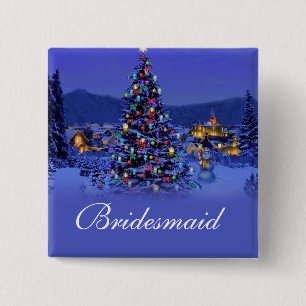 Brautjungfer Weihnachtsfeier Hochzeitsknopf. Button