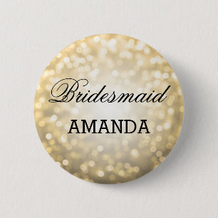 Brautjungfern-Bevorzugungs-GoldGlitzer-Lichter Button