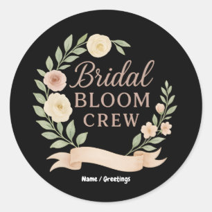 Brautjungfern-Blumen-Crew-Design für den Junggesel Runder Aufkleber