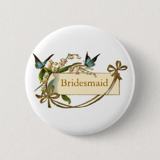 Brautjungfern-Button mit Bögen und Schmetterlingen Button