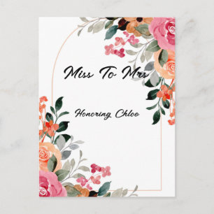BRAUTJUNGFERN-EINLADUNG MIT ROSA BLUMEN POSTKARTE