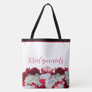 Brautjungfern Florale Pfingstrosen Mehrfachdruck-T Tasche