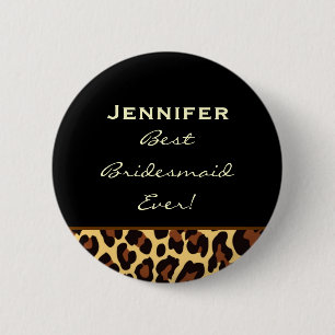 Brautjungfern-Goldleopard-individueller Name Button