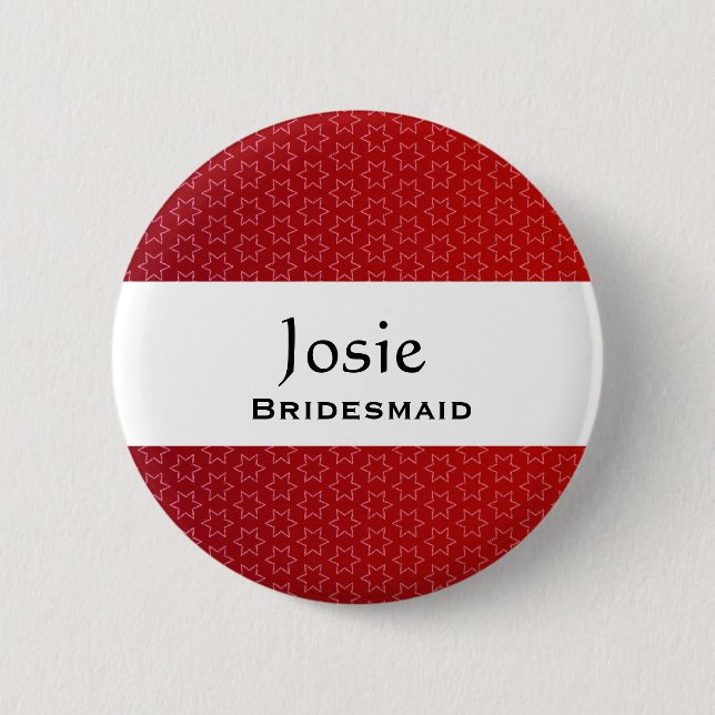 Brautjungfern-Knopf-rote Sternchen-Vereinbarung Button (Vorderseite)