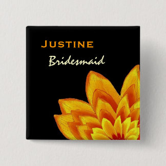 Brautjungfern-Knopf-warme orange Blumen-Hochzeit Button