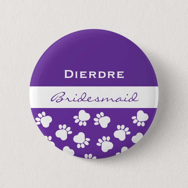 Brautjungfern-lila Tatze druckt t V12 Button (Vorderseite)