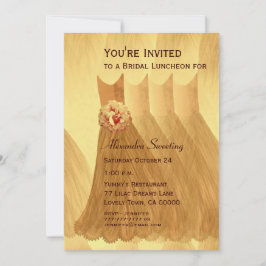 Brautjungfern-Mittagessen-oder Brunch-Goldkleider Einladung