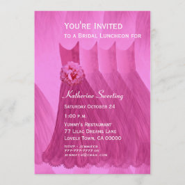 Brautjungfern-Mittagessen-oder Brunch-Rosa-Kleider Einladung