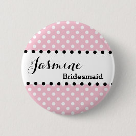 Brautjungfern-Polka-Punkte, die Party V02 ROSA Button