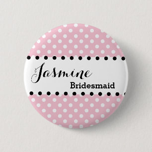Brautjungfern-Polka-Punkte, die Party V02 ROSA Button