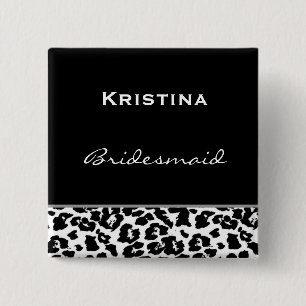 Brautjungfern-Schwarz-weißer moderner Leopard Z00 Button