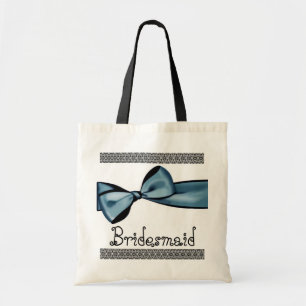 Brautjungfern-Tasche - blauer Imitat-Satin-Bogen Tragetasche