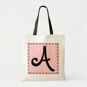 Brautjungfern-Tasche - SCHWARZER Monogramm ROSA Tragetasche