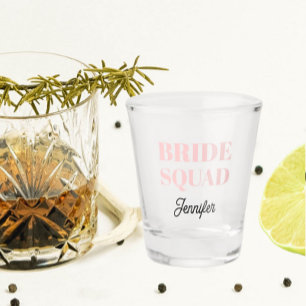 Brautjungfern-Trio in Rosa - personalisiert Schnapsglas