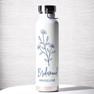 Brautjungfername floral Navy Blau Junggesellinnena Trinkflasche
