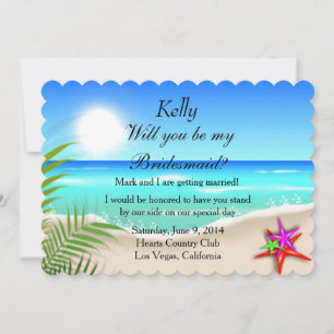 Brautjungfernkarte mit farbenfrohen Seesternen am  Einladung
