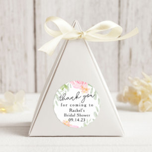 Brautjungfernparty Dankeschön Blush Floral Runder Aufkleber