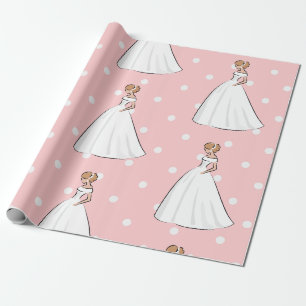 Brautjungfernparty mit rosa Punkten Weiße Hochzeit Geschenkpapier