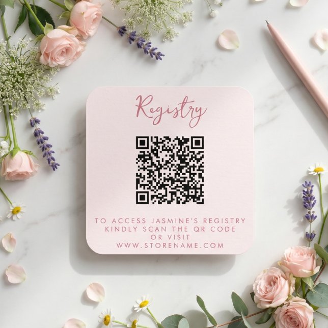 Brautjungfernparty-QR-Code in Rosa Begleitkarte (Von Creator hochgeladen)