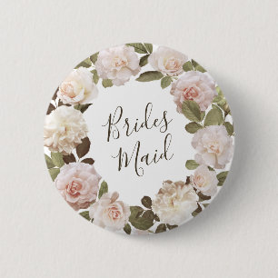Brautjungferntaste mit alten französischen Rosen Button