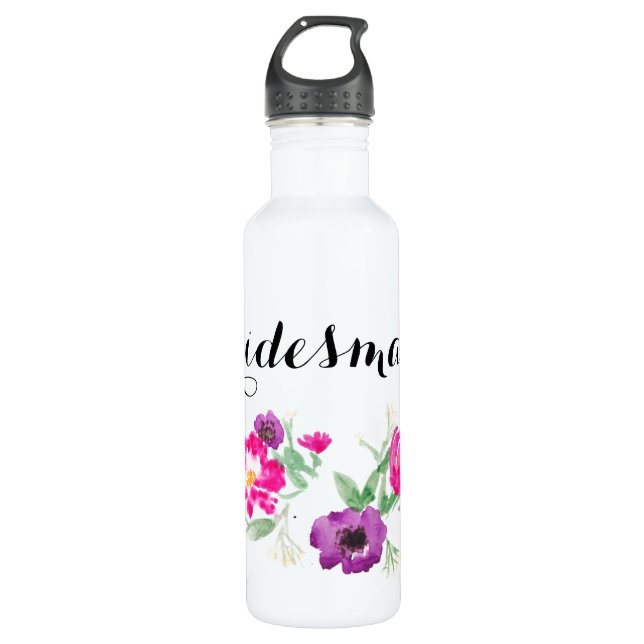 Brautjungferwatercolor-Blumen-Wasser Edelstahlflasche (Vorderseite)