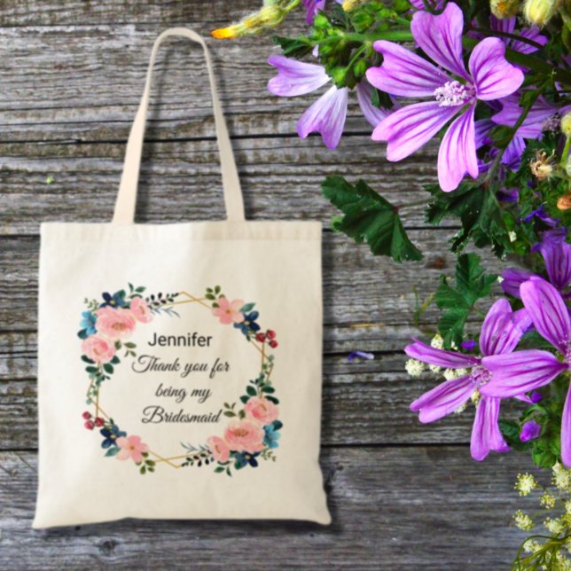 Brautjungfrau dankt Ihnen Blumenkranz schicke Hoch Tragetasche (Von Creator hochgeladen)