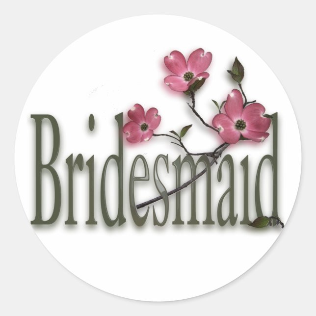 Brautjungfrau/Dogwood-Hochzeit Runder Aufkleber (Vorderseite)