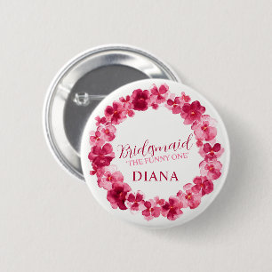 Brautjungfrau Hochzeitspaare rosa Blume Brauch Button