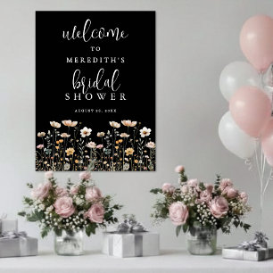 Brautjunggesellinnenabschied mit schwarzen Wildblu Poster