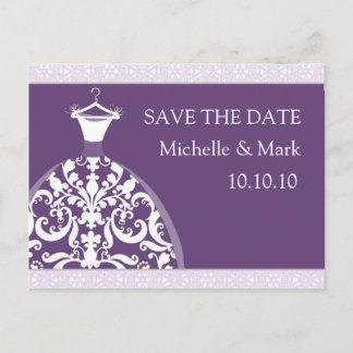 Brautkarte Save the Date Lila Ankündigungspostkarte