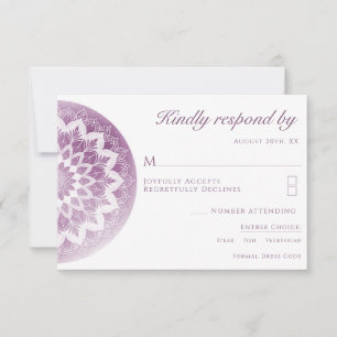 Brautkarten-RSVP-Karte mit rosa Spitze-Mandala RSVP Karte