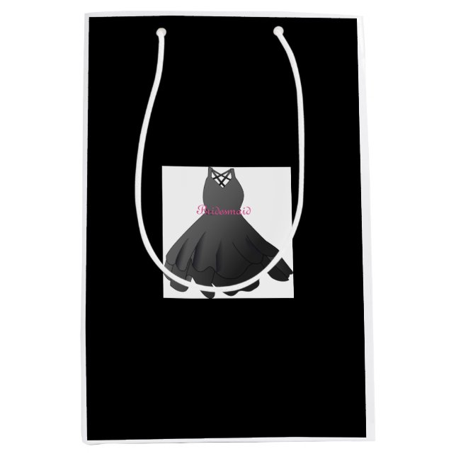 Brautkleid Bridesmaid Black Gift Bag Mittlere Geschenktüte (Vorderseite)
