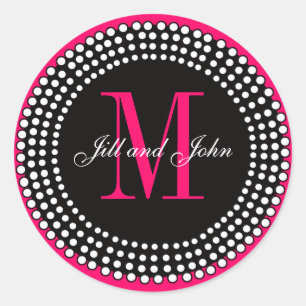 Brautkleid Hot Pink Benutzerdefiniertes Monogramm Runder Aufkleber