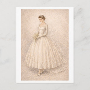 Brautkleid im Stil der 1950er Jahre Postkarte