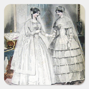 Brautkleid im Vintage-Stil Quadratischer Aufkleber