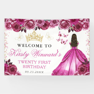 Brautkleid in Rosa, Prinzessin mit braunen Haaren, Banner