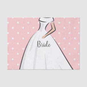 Brautkleid mit rosa Punkten für Junggesellinnenabs Seidenpapier