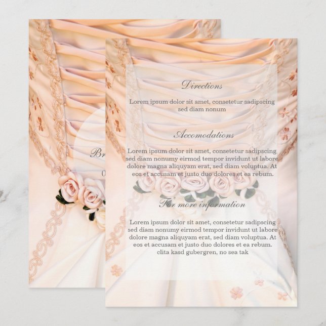 Brautkleid mit Rose für Hochzeiten Einladung (Vorne/Hinten)